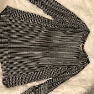 Striped black and white long sleeve top.